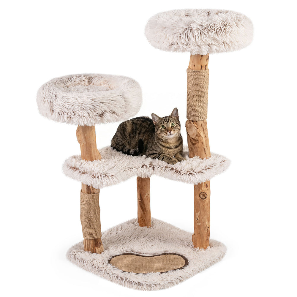 Modern Cat Tree Tower 40" with Luxury Real Wood Natural Branch - view 4