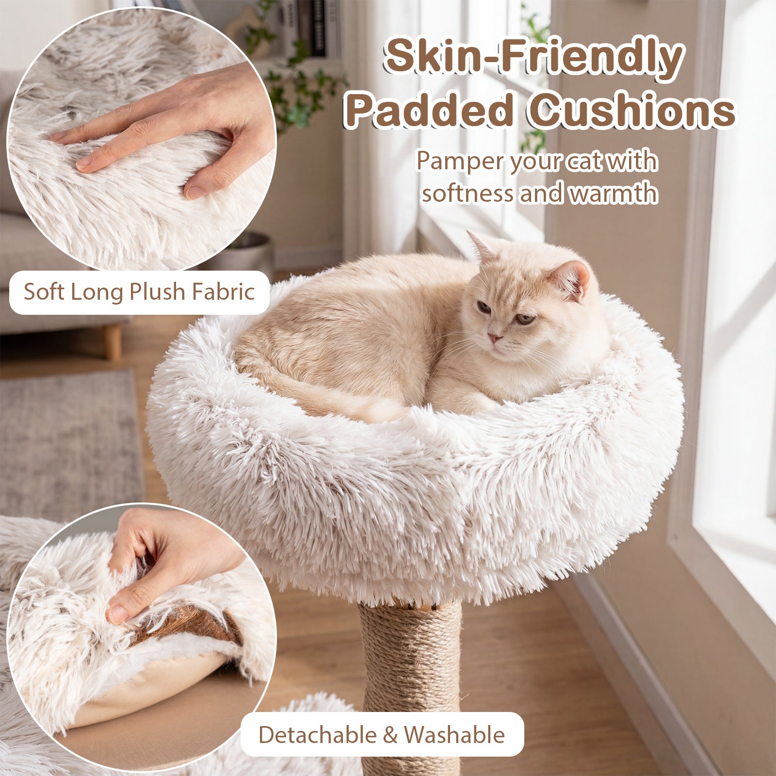 Modern Cat Tree Tower 40" with Luxury Real Wood Natural Branch - view 6