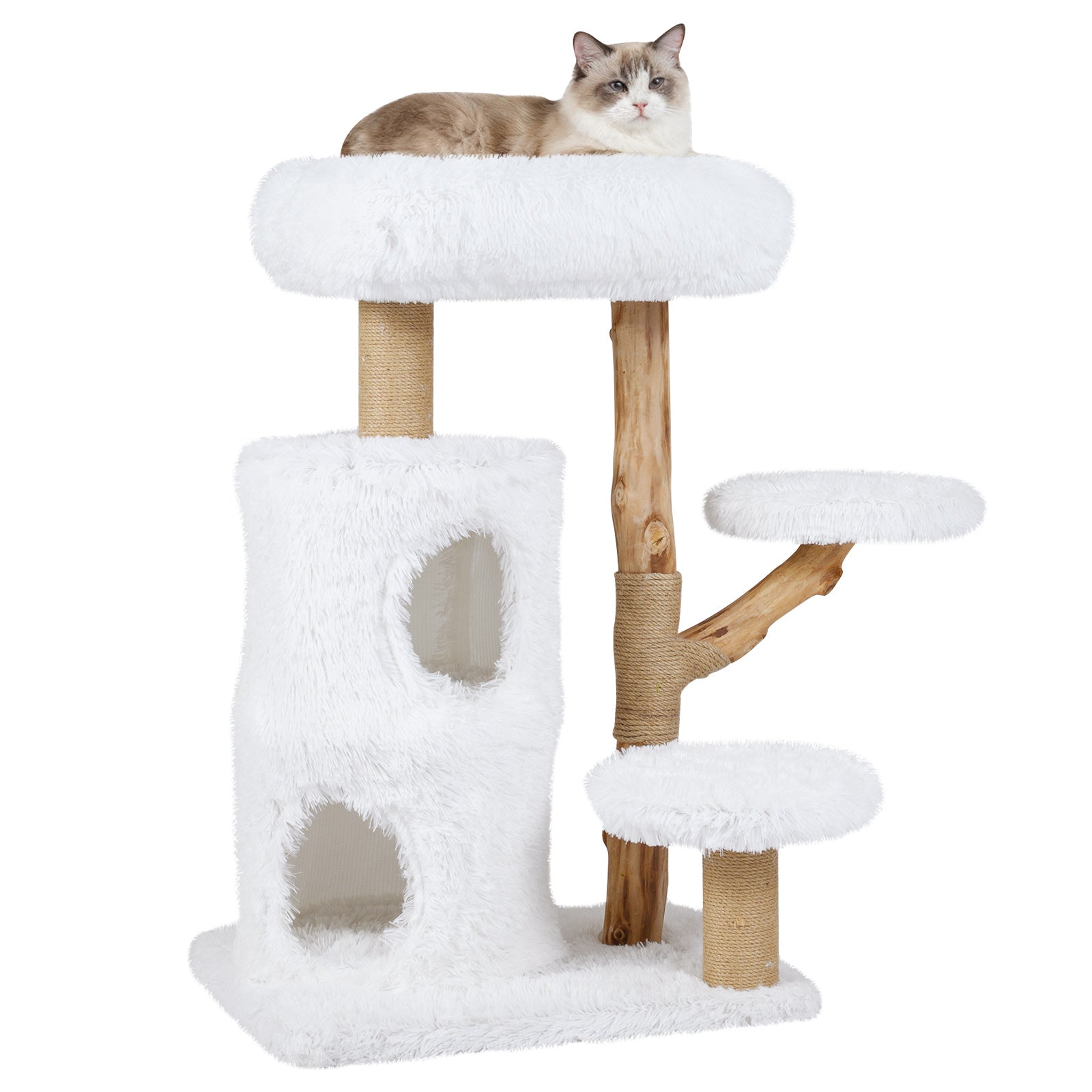 Modern Cat Tree for Indoor Cats 30.5 Cat Tower with Real Solid Wood Branches