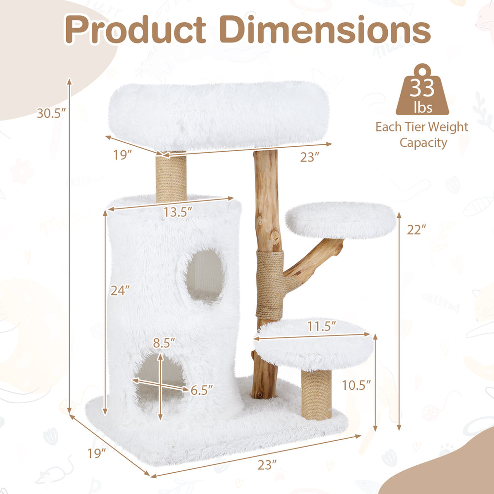 Modern Cat Tree for Indoor Cats 30.5 Cat Tower with Real Solid Wood Branches - view 5