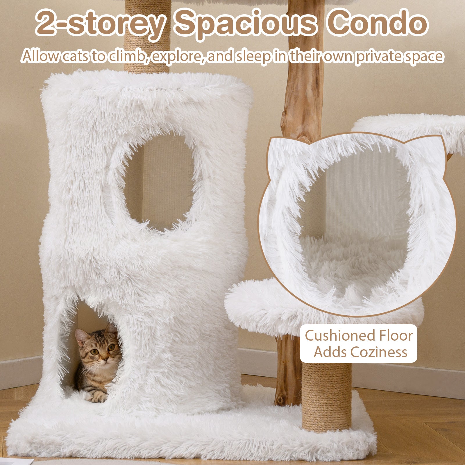 Modern Cat Tree for Indoor Cats 30.5 Cat Tower with Real Solid Wood Branches - view 6