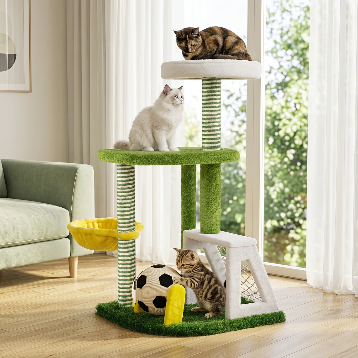 Modern Cat Tree for Indoor Kittens Multi-level Cat Tower with Perches - view 2