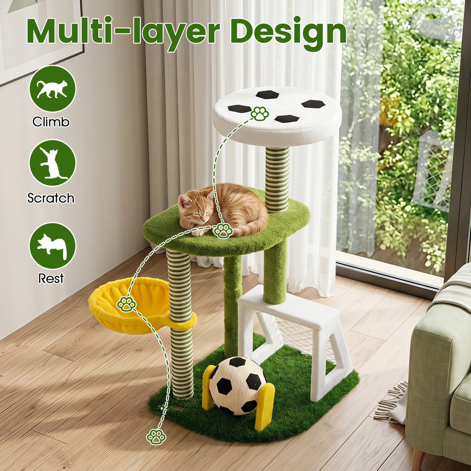 Modern Cat Tree for Indoor Kittens Multi-level Cat Tower with Perches - view 6