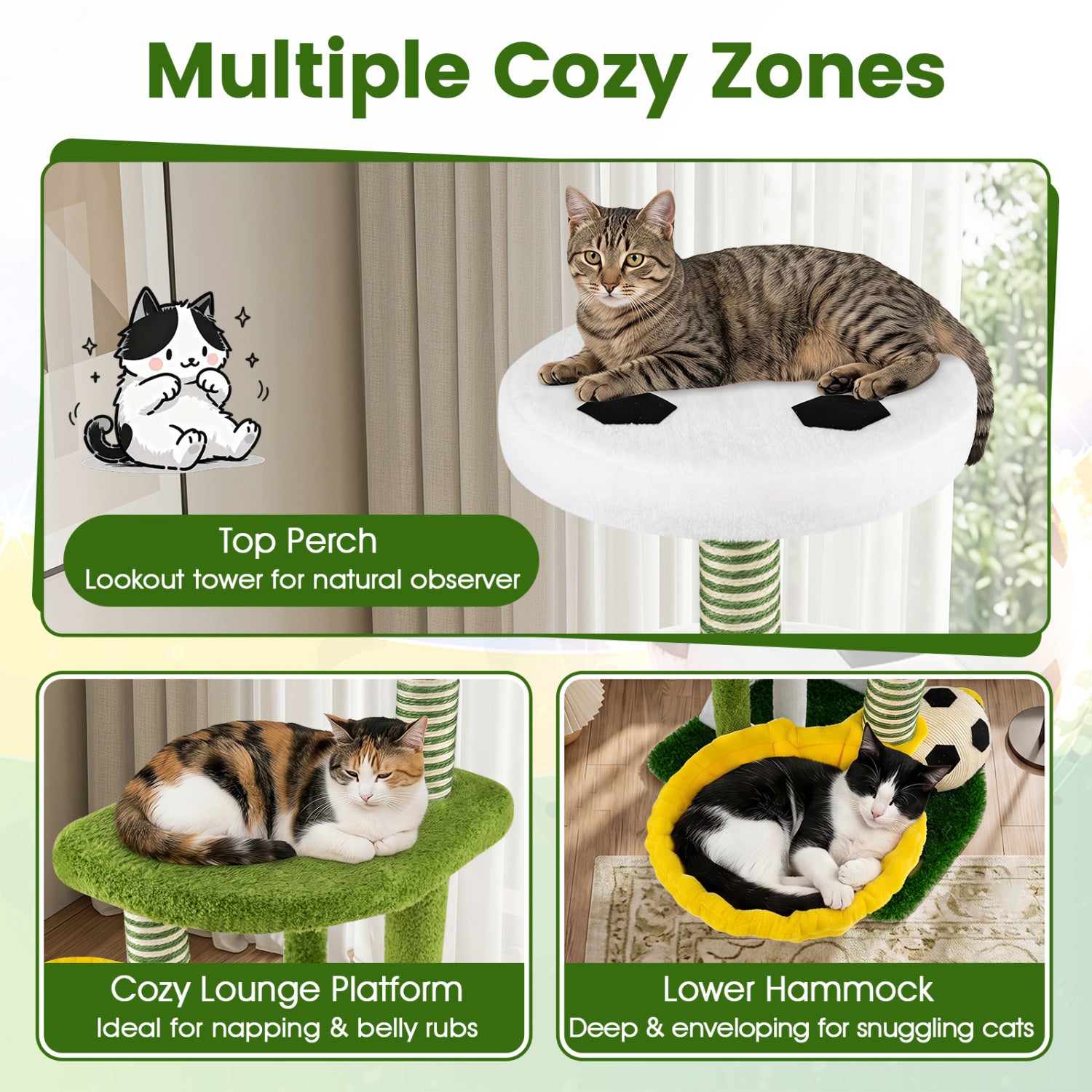 Modern Cat Tree for Indoor Kittens Multi-level Cat Tower with Perches - view 8