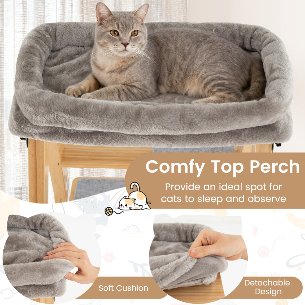 Modern Wooden Cat Tree Foldable Cat Climbing Furniture - view 7