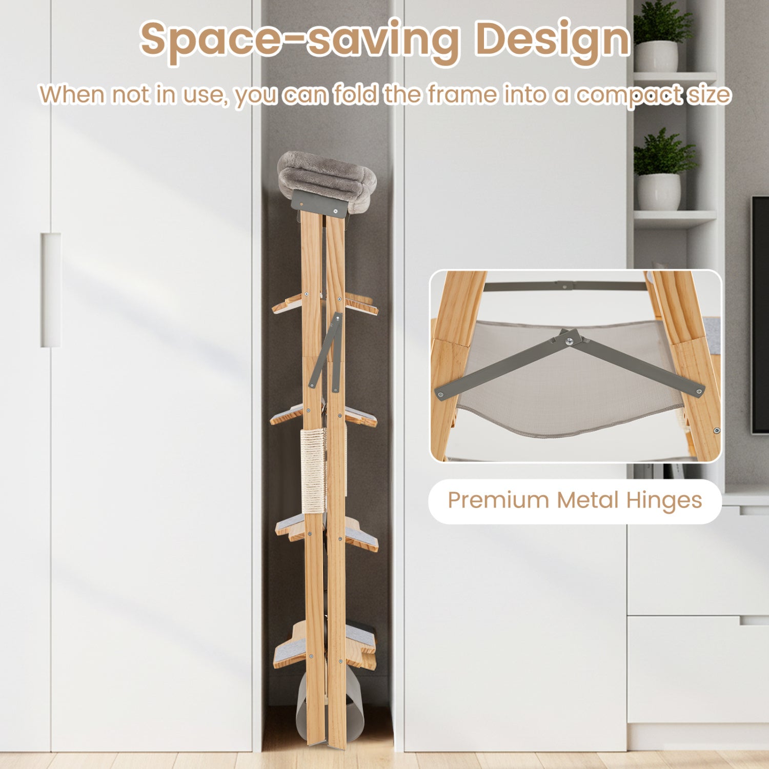 Modern Wooden Cat Tree Foldable Cat Climbing Furniture - view 8