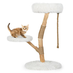 Modern Wooden Cat Tree Tower with Perch and Natural Jute Scratching Posts - view 4