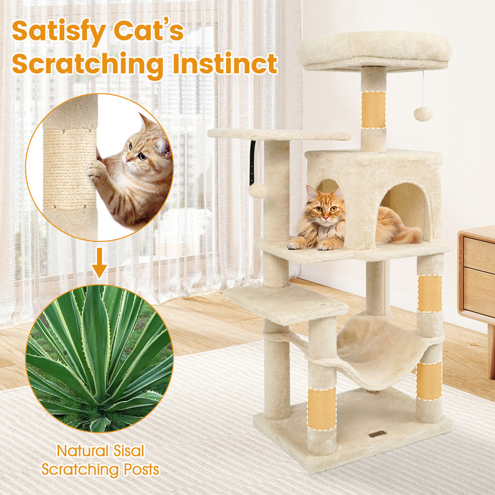 Multi-Level Cat Tower with 2-Door Condo and Padded Top Perch Cat Tree - view 7
