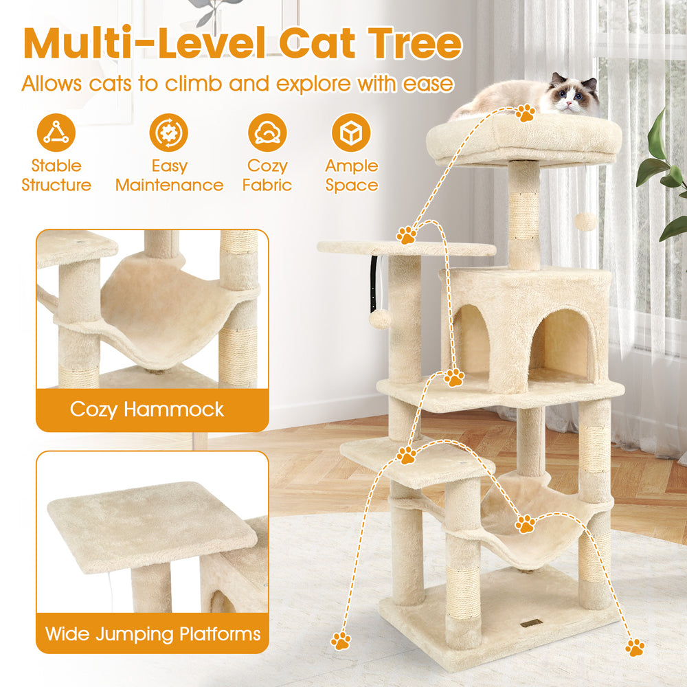 Multi-Level Cat Tower with 2-Door Condo and Padded Top Perch Cat Tree - view 8
