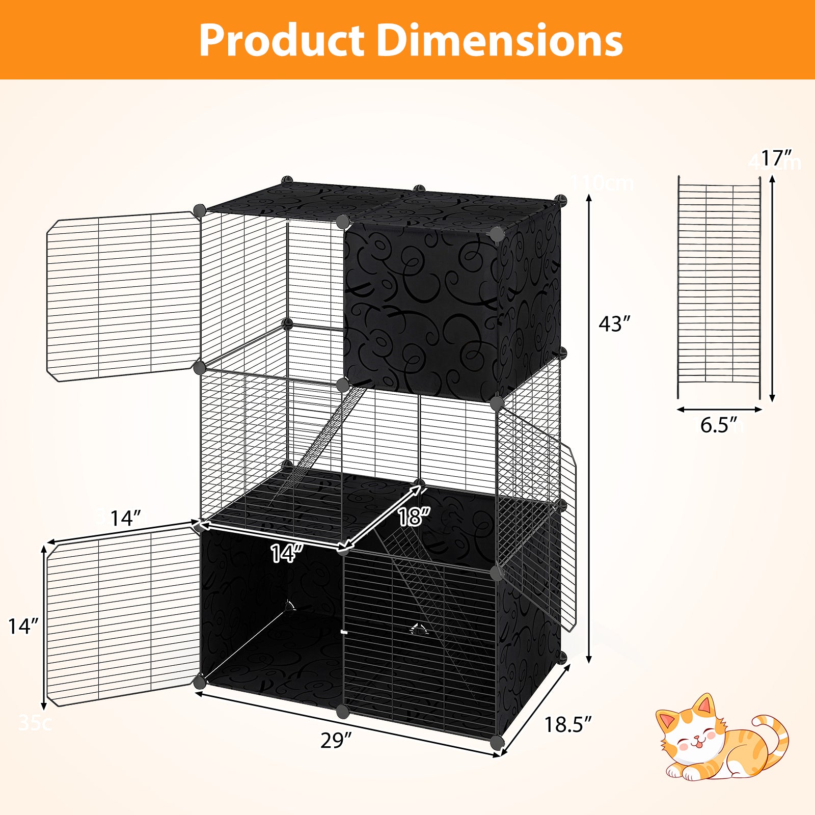 Multi-Level Cat Tower with 2-Door Condo and Hammock Cat House - view 5