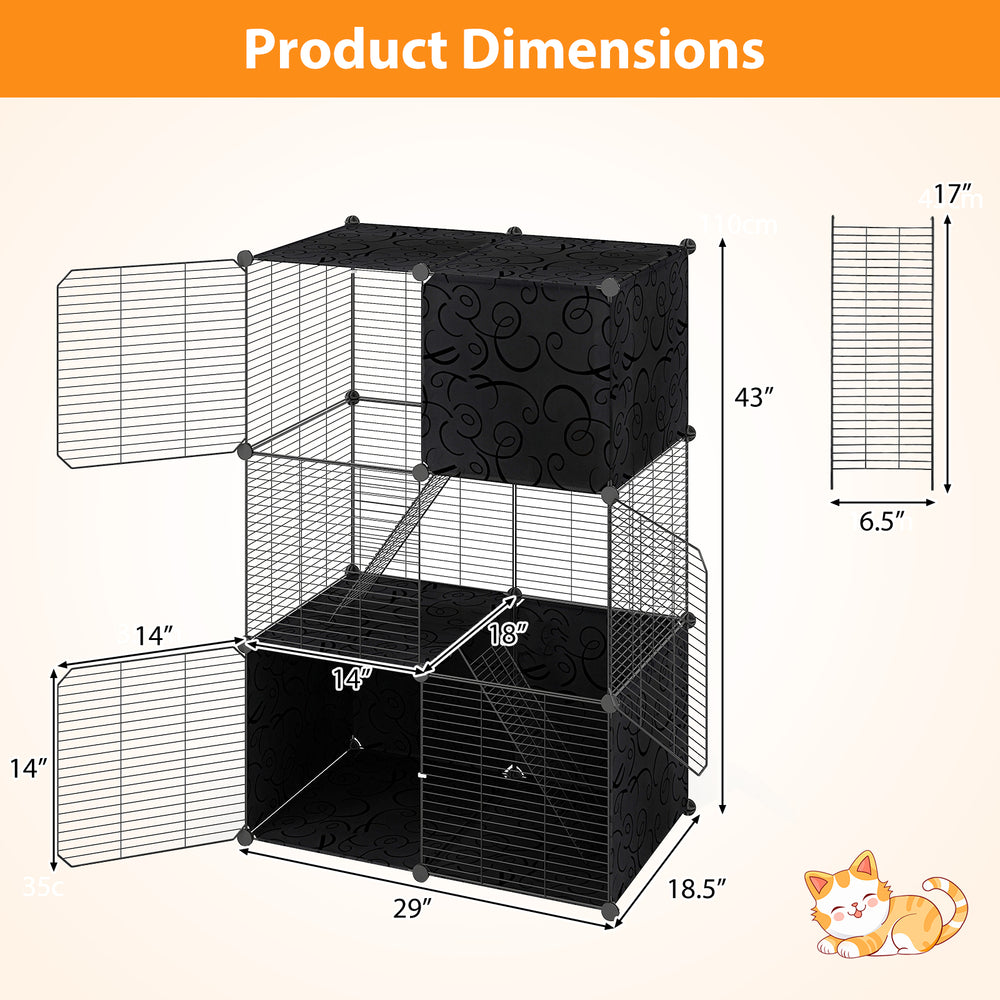 Multi-Level Cat Tower with 2-Door Condo and Hammock Cat House - view 5