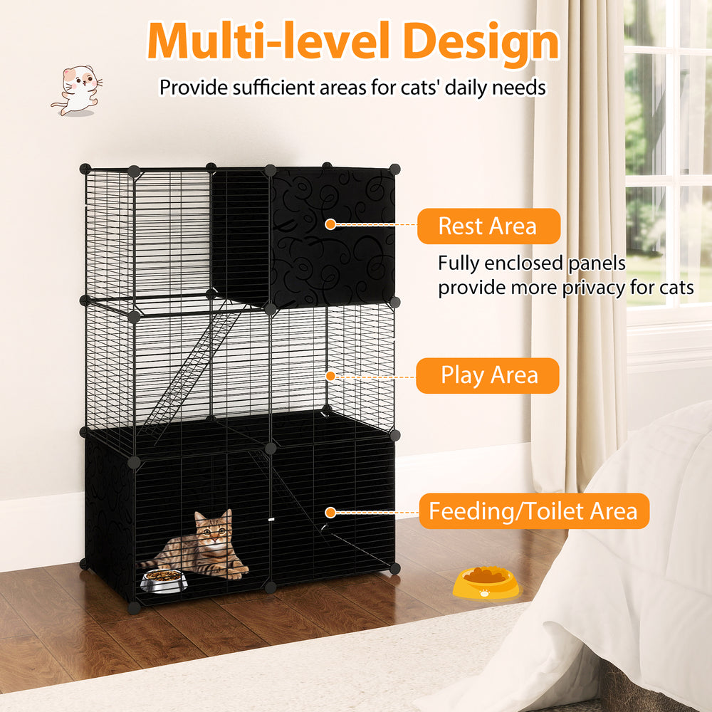 Multi-Level Cat Tower with 2-Door Condo and Hammock Cat House - view 6