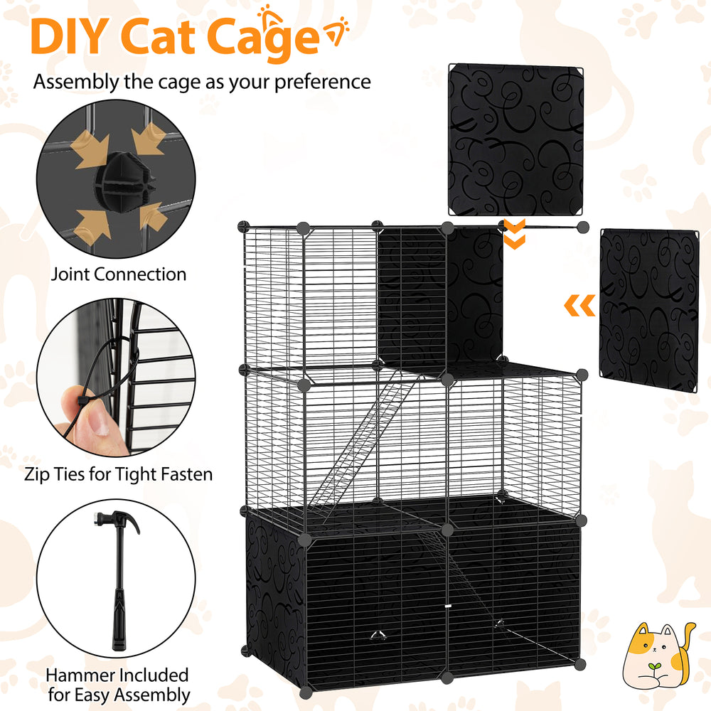 Multi-Level Cat Tower with 2-Door Condo and Hammock Cat House - view 7