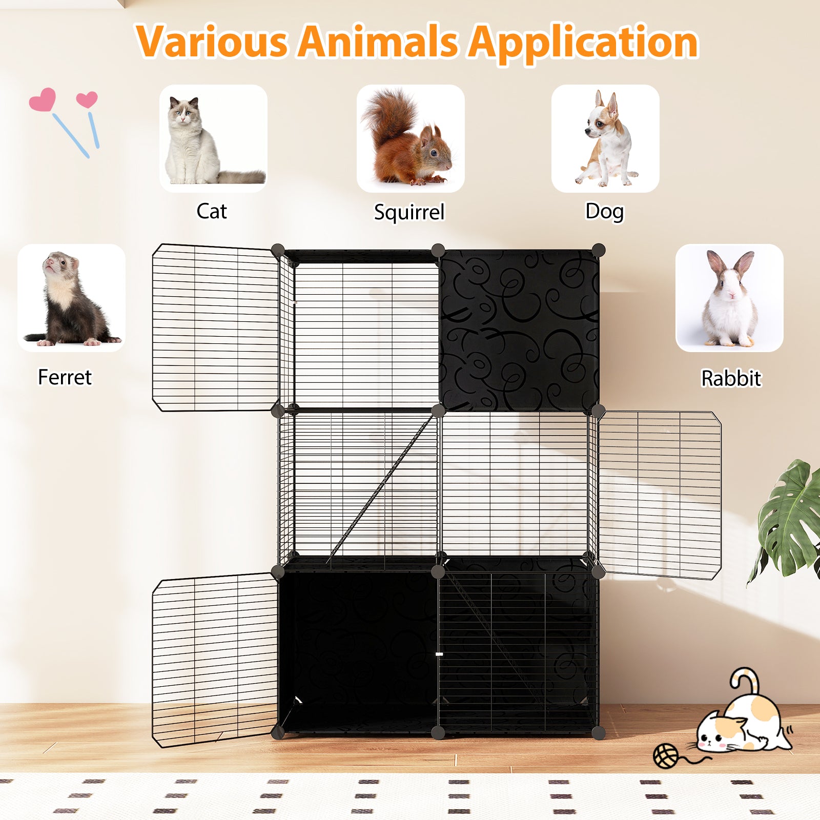 Multi-Level Cat Tower with 2-Door Condo and Hammock Cat House - view 8