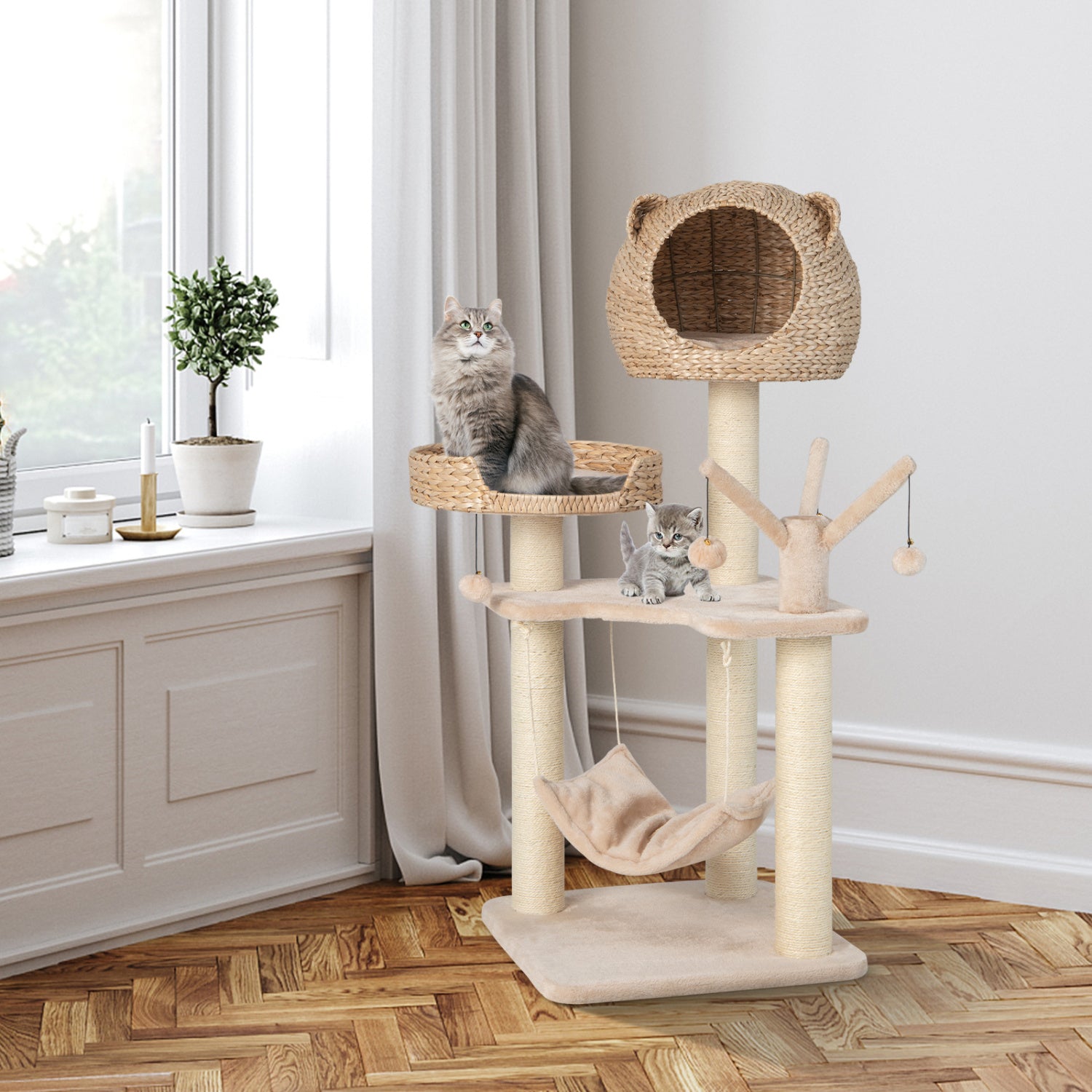 Multi-Level Cat Tree with Condo Hammock and Rotatable Hanging Balls - view 3