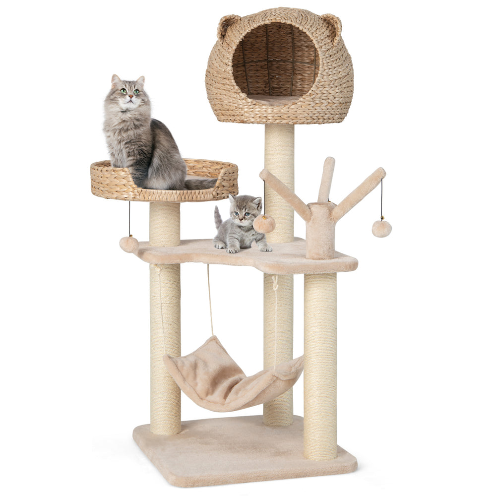 Multi-Level Cat Tree with Condo Hammock and Rotatable Hanging Balls - view 4