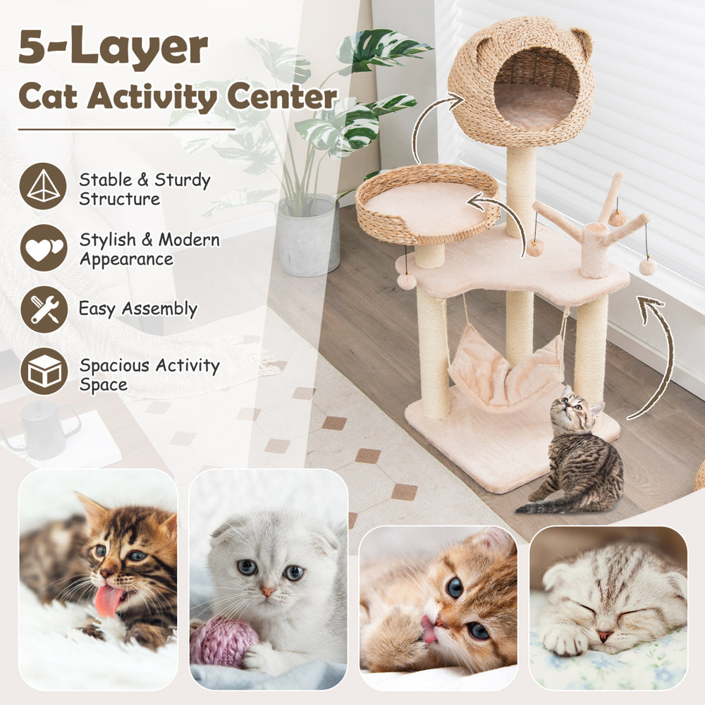 Multi-Level Cat Tree with Condo Hammock and Rotatable Hanging Balls - view 6