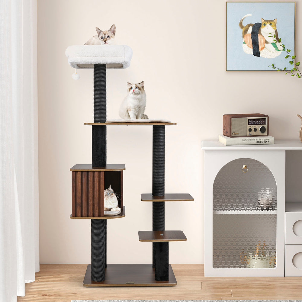 Multi-level Cat Tree for Indoor Cat 59.5 inch Tall Cat Tower with Cushion Top - view 2