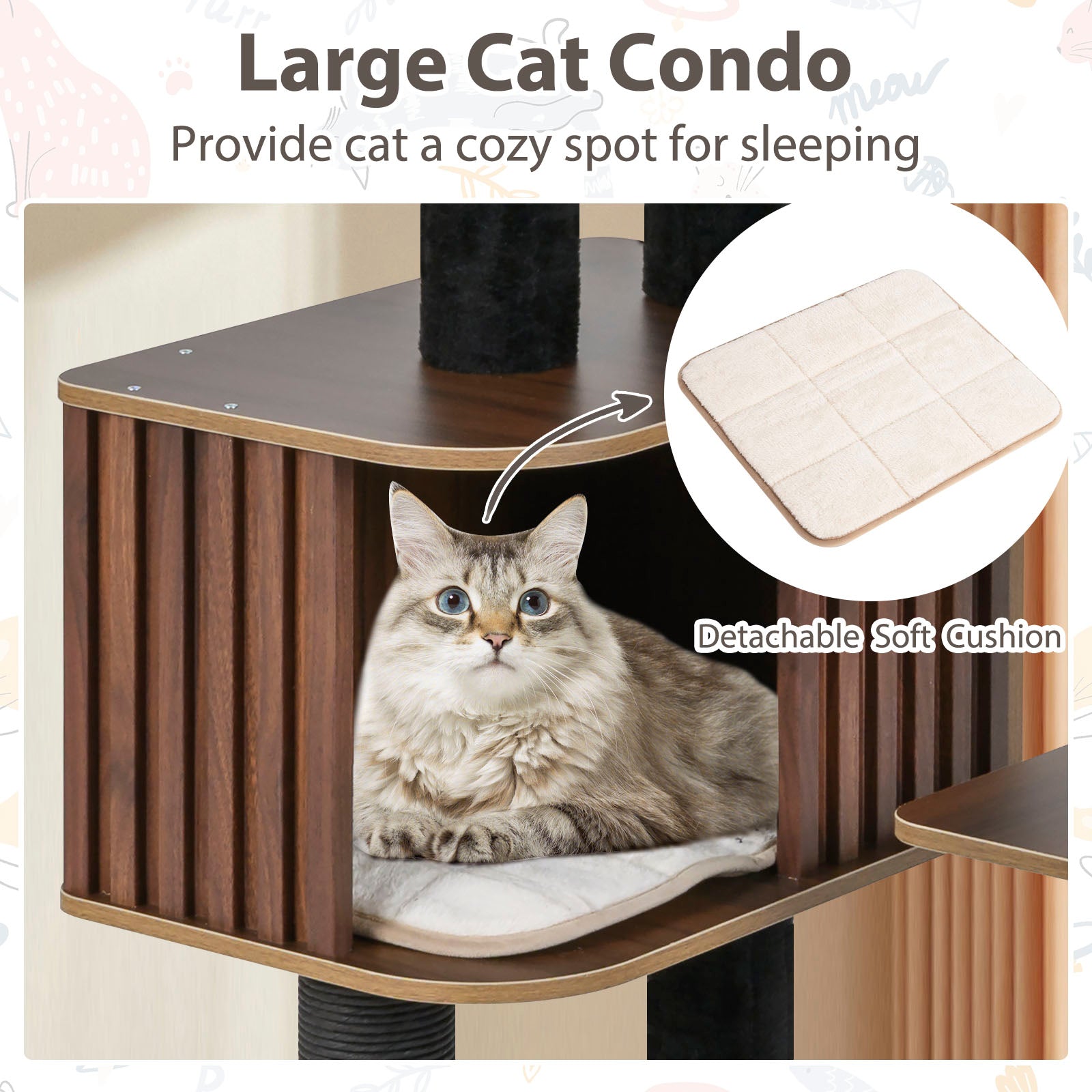 Multi-level Cat Tree for Indoor Cat 59.5 inch Tall Cat Tower with Cushion Top - view 6