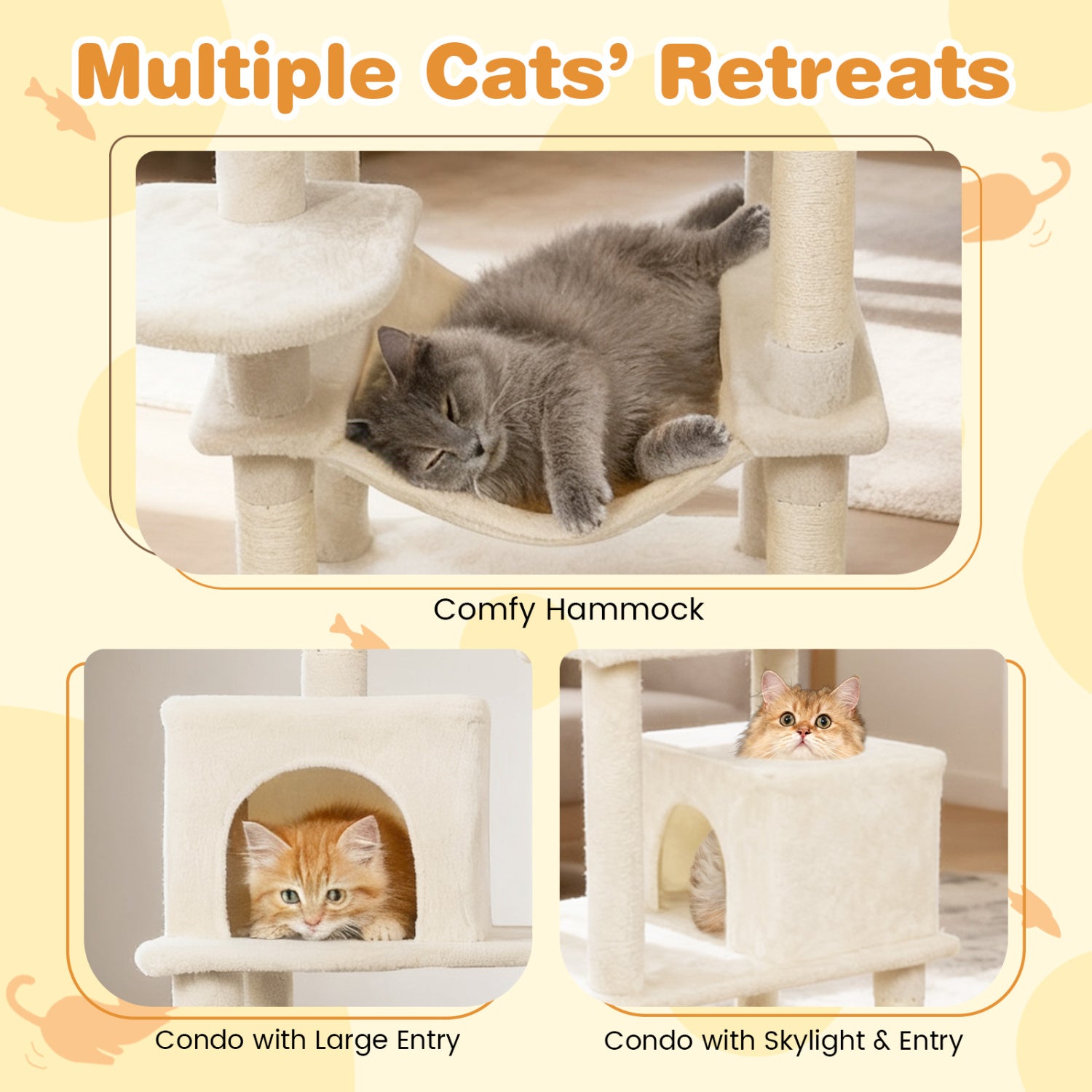 Multi-level Cat Tree Modern Cat Tower with Upholstered Perch and 2 Cat Condo - view 8