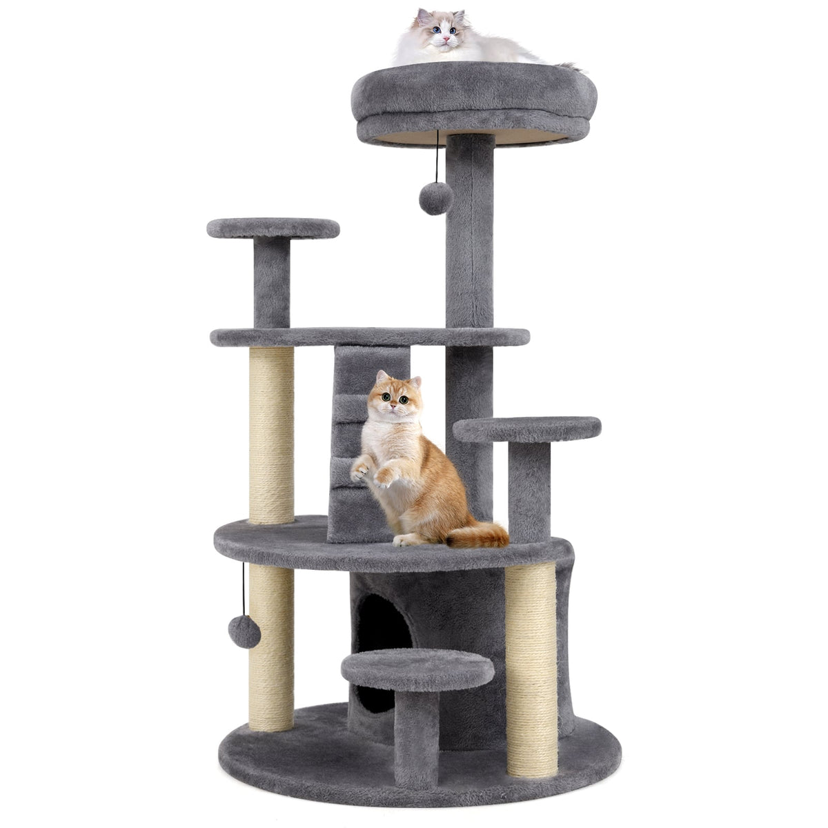 Multi-level Kitty Tower with Condo and Climbing Ladder Cat Tree