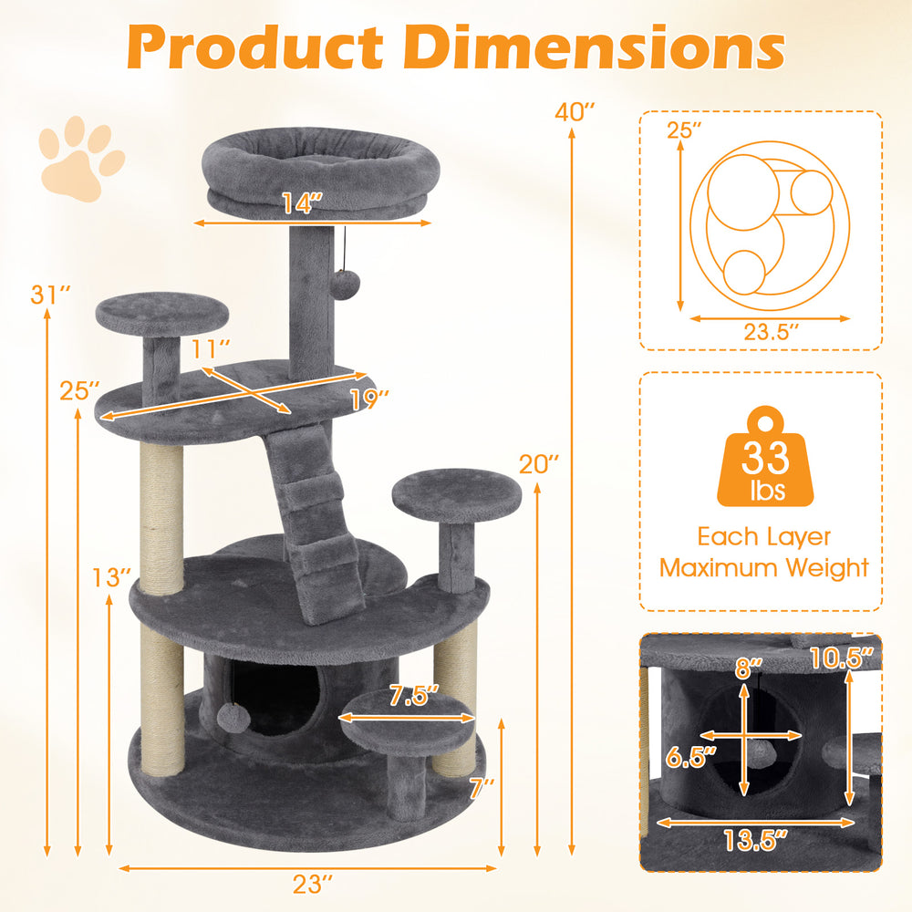 Multi-level Kitty Tower with Condo and Climbing Ladder Cat Tree - view 5