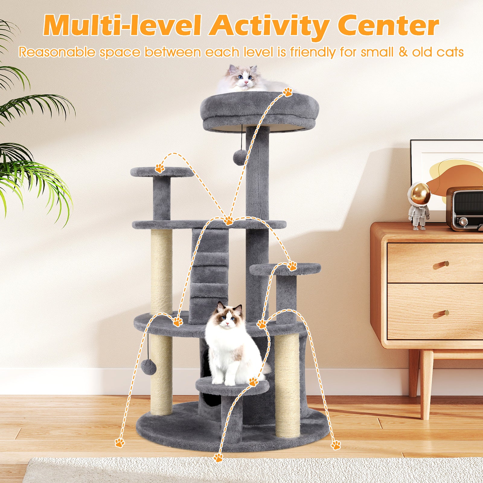 Multi-level Kitty Tower with Condo and Climbing Ladder Cat Tree - view 6