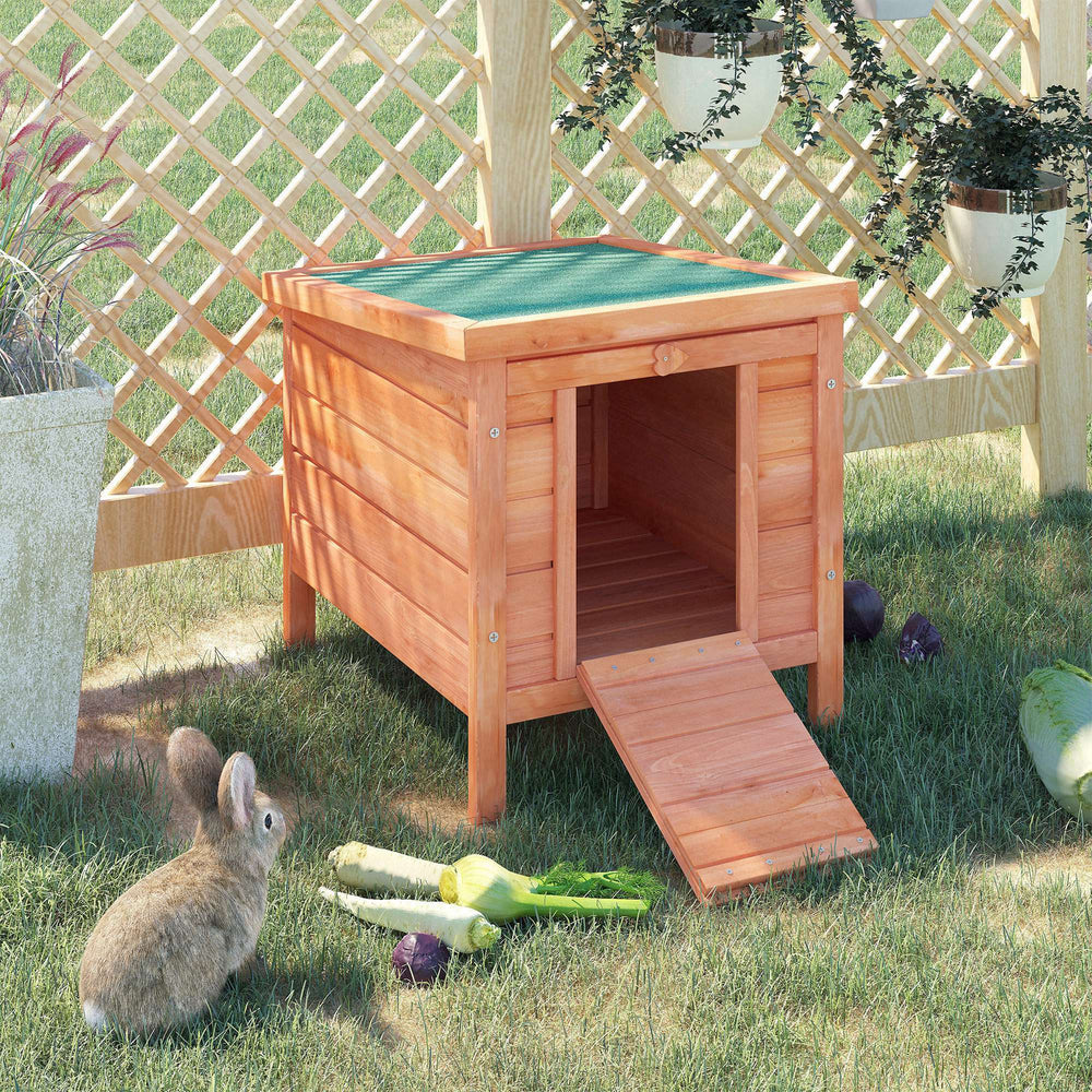 Wooden Rabbit Hutch, Bunny Cage with Waterproof & Openable Asphalt Roof - view 7