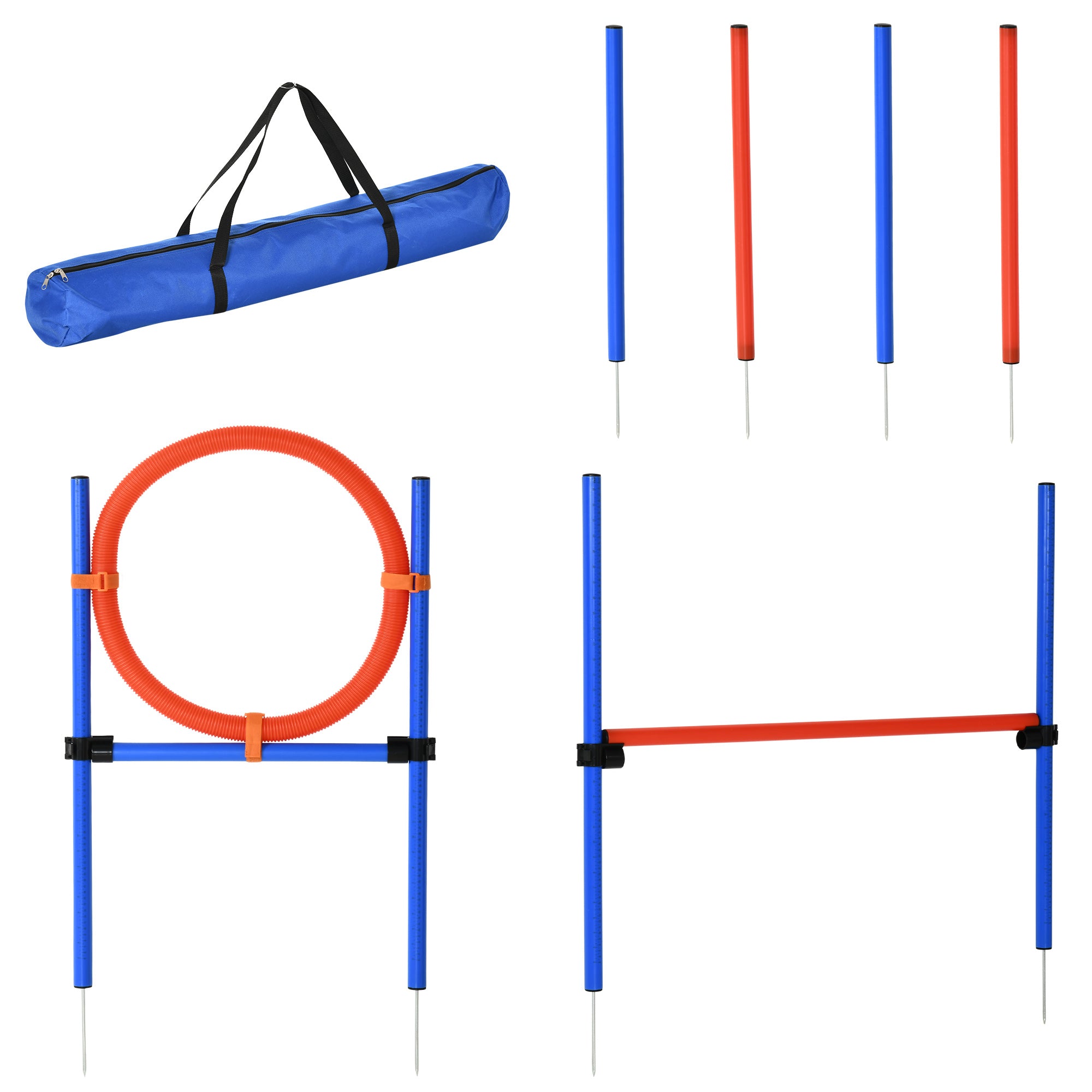 Dog Pet Agility Training Kit High Jump Weave Pole Ring Obedience Training