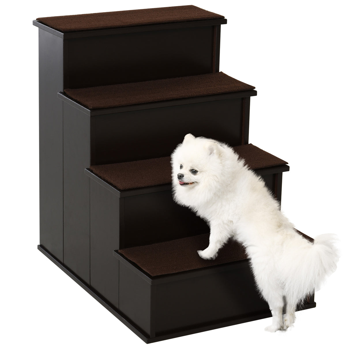 4 Levels Wooden Dog Steps Pet Stairs for High Bed, Cat Ladder for Bed Couch