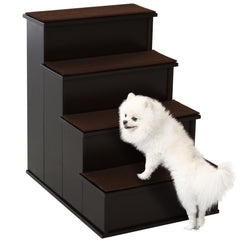 4 Levels Wooden Dog Steps Pet Stairs for High Bed, Cat Ladder for Bed Couch