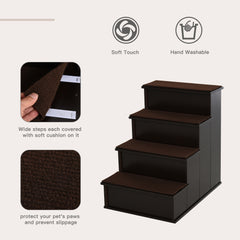 4 Levels Wooden Dog Steps Pet Stairs for High Bed, Cat Ladder for Bed Couch - view 3