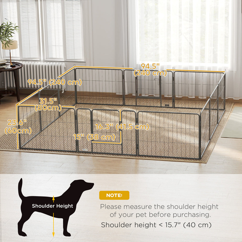 Dog Playpen, 31.5"W Heavy-Duty Metal Puppy Play Pen, Pet Exercise Fences - view 2
