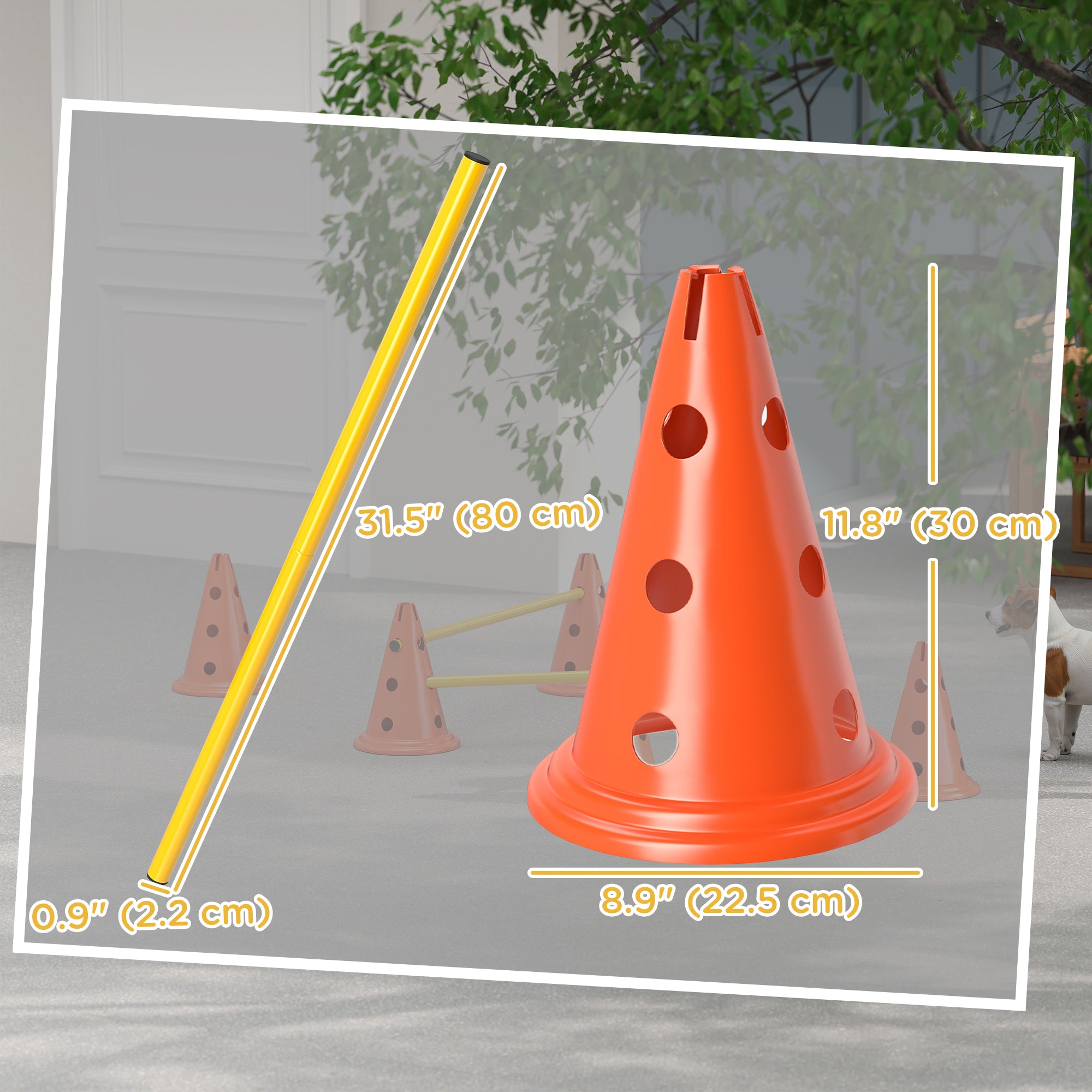 Dog Agility Hurdle Cone Set, Adjustable Obstacle Course Equipment with 6 Cones - view 2