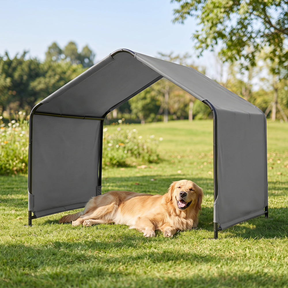 Outdoor Dog Shade Shelter with Waterproof Roof and Ground Stakes for Deck Dog - view 3