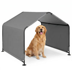 Outdoor Dog Shade Shelter with Waterproof Roof and Ground Stakes for Deck Dog