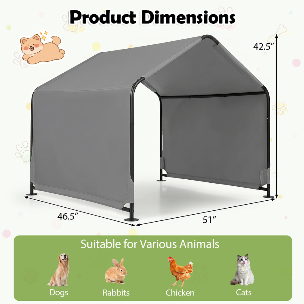 Outdoor Dog Shade Shelter with Waterproof Roof and Ground Stakes for Deck Dog - view 4