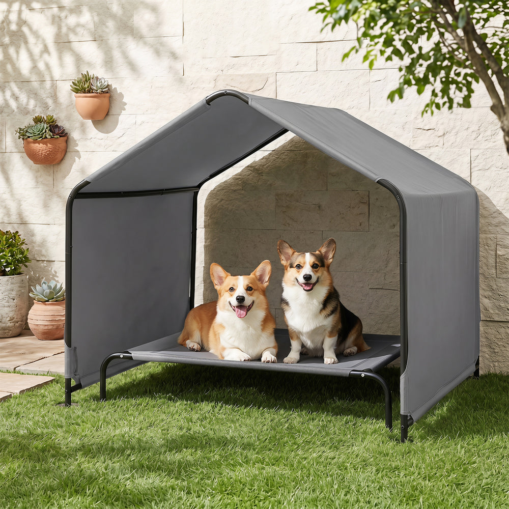 Outdoor Dog Shade Shelter with Waterproof Roof and Ground Stakes for Deck Dog - view 5