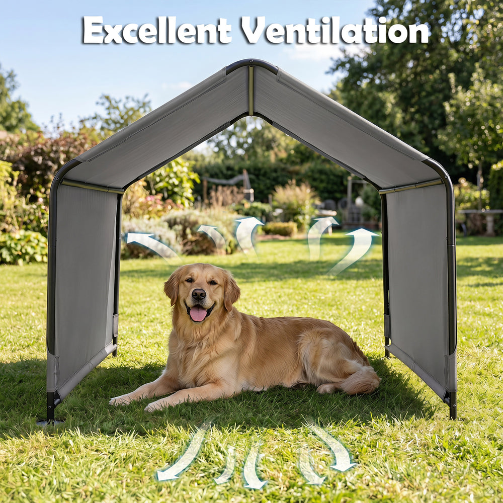 Outdoor Dog Shade Shelter with Waterproof Roof and Ground Stakes for Deck Dog - view 6