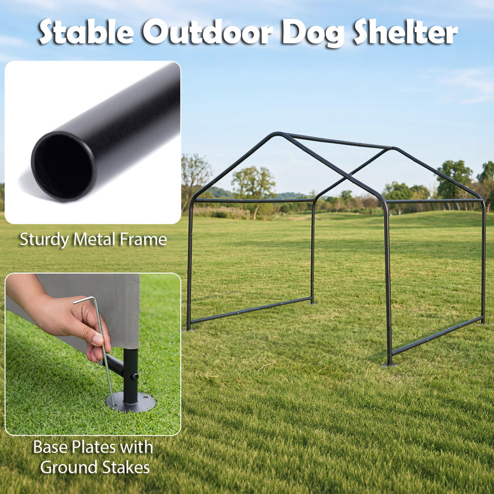 Outdoor Dog Shade Shelter with Waterproof Roof and Ground Stakes for Deck Dog - view 7