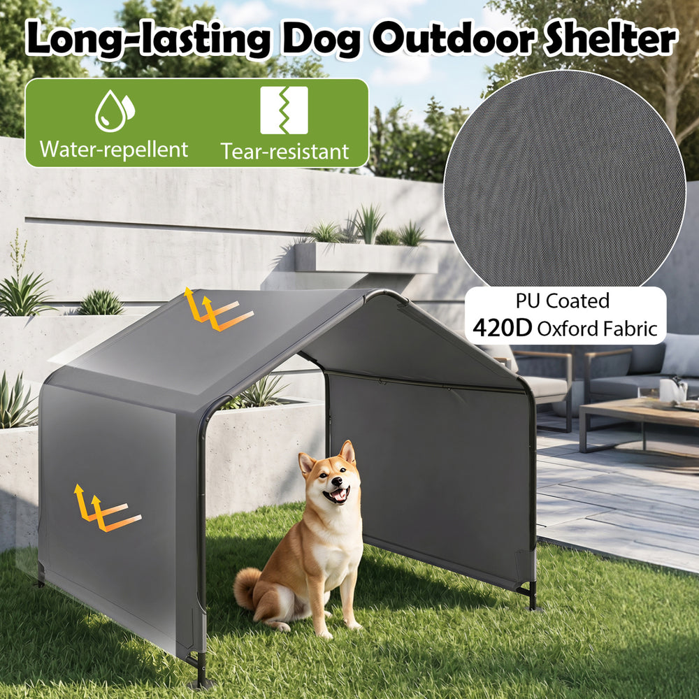 Outdoor Dog Shade Shelter with Waterproof Roof and Ground Stakes for Deck Dog - view 8