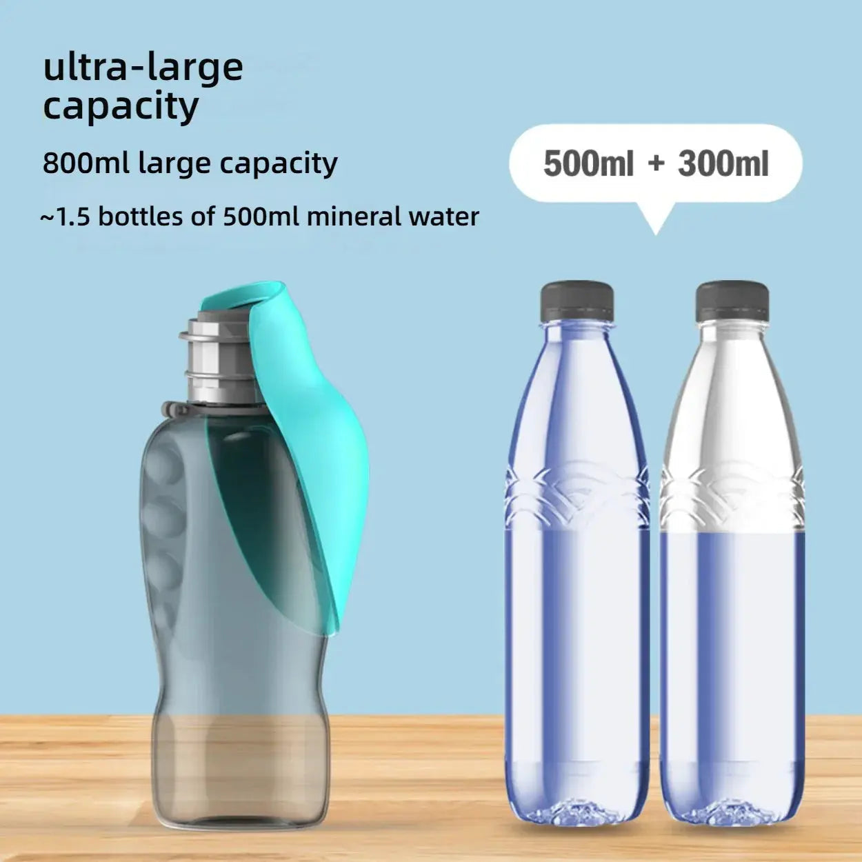 Portable Dog Water Bottle 800 ml with Foldable Cup | Leak-Proof Travel Hydration