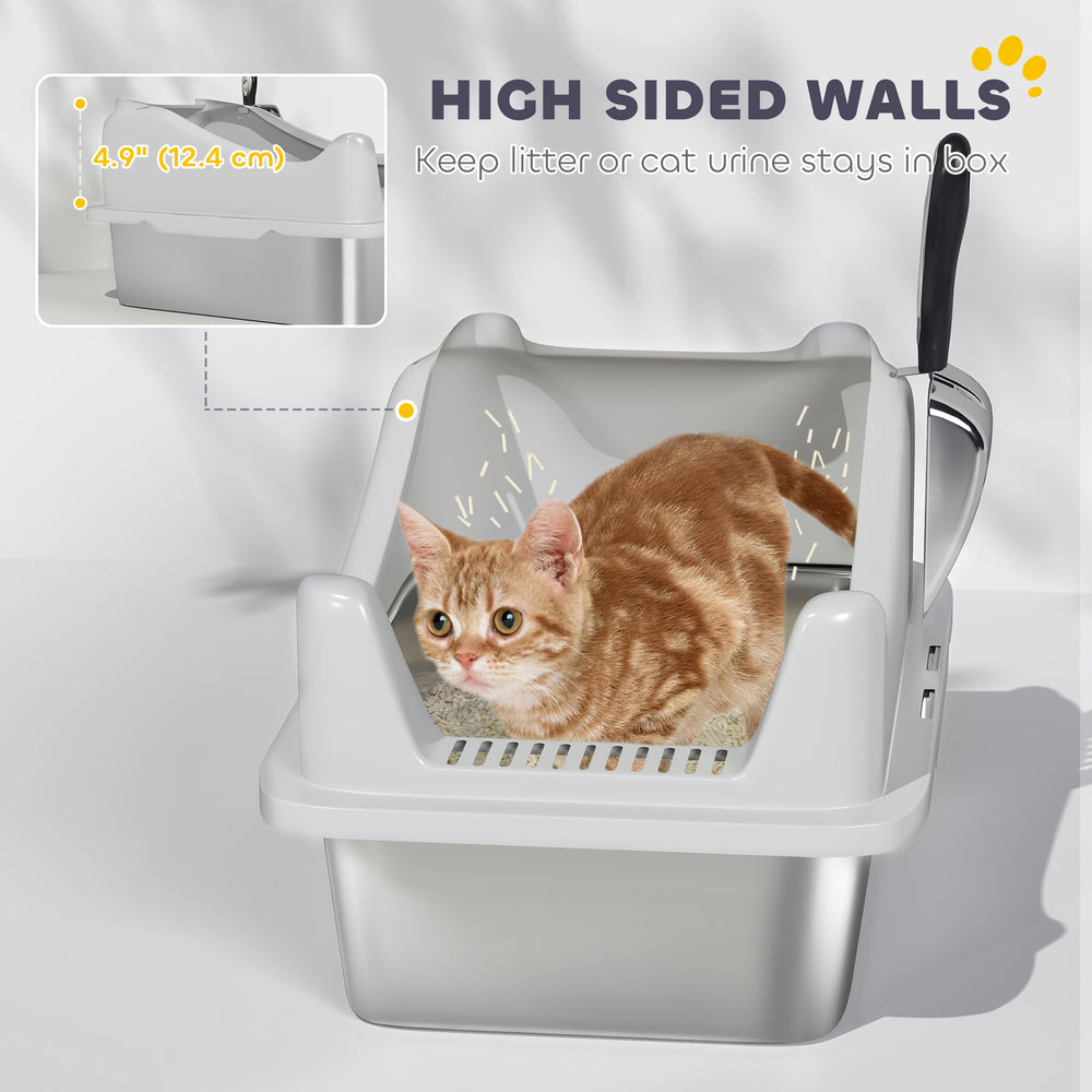 Cat Litter Box Stainless Steel with Metal Litter Scoop, Never Absorbs Odors - view 5