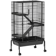 47"H Ferret Cage, Large 4-Tier Guinea Pig Cage with Wheels, Ramps, Bowl, Water