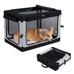 Portable Collapsible Soft Dog Crate for Dogs with 4 Mesh Doors Removable Mat