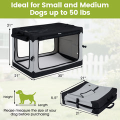 Portable Collapsible Soft Dog Crate for Dogs with 4 Mesh Doors Removable Mat - view 3