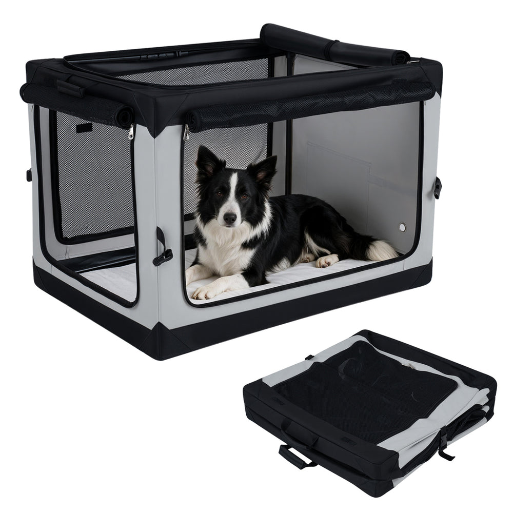Portable Collapsible Soft Dog Crate for Dogs with 4 Mesh Doors Removable Mat - view 4