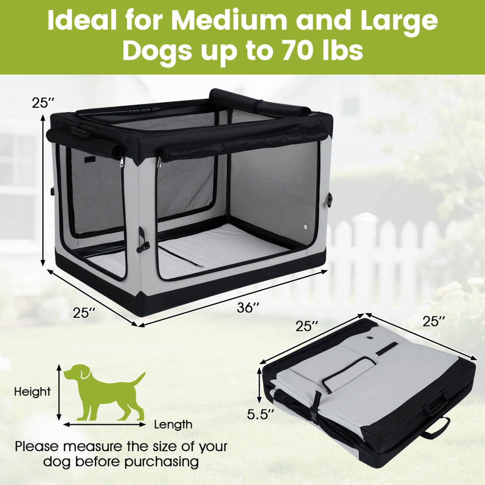 Portable Collapsible Soft Dog Crate for Dogs with 4 Mesh Doors Removable Mat - view 6