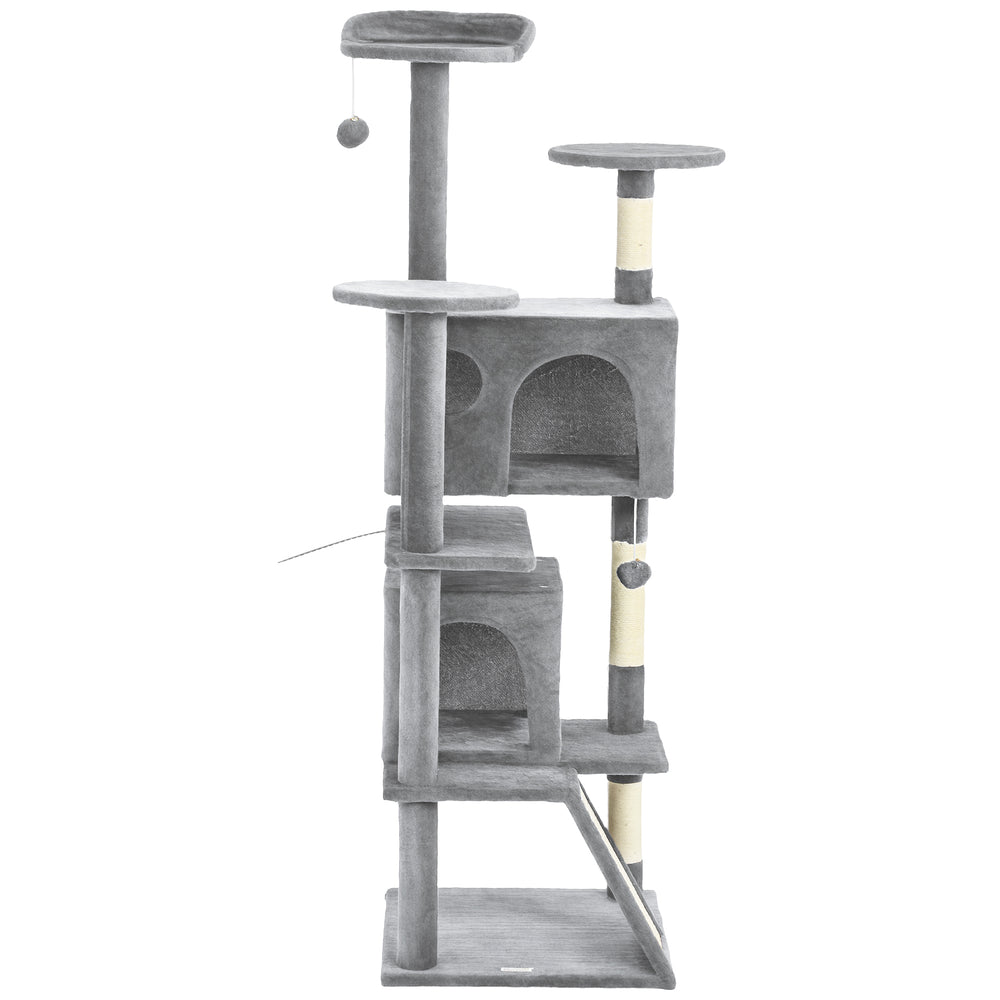 54" Cat Tree, Multi-Level Cat Tower with Scratching Posts, Cat Condos, Bed