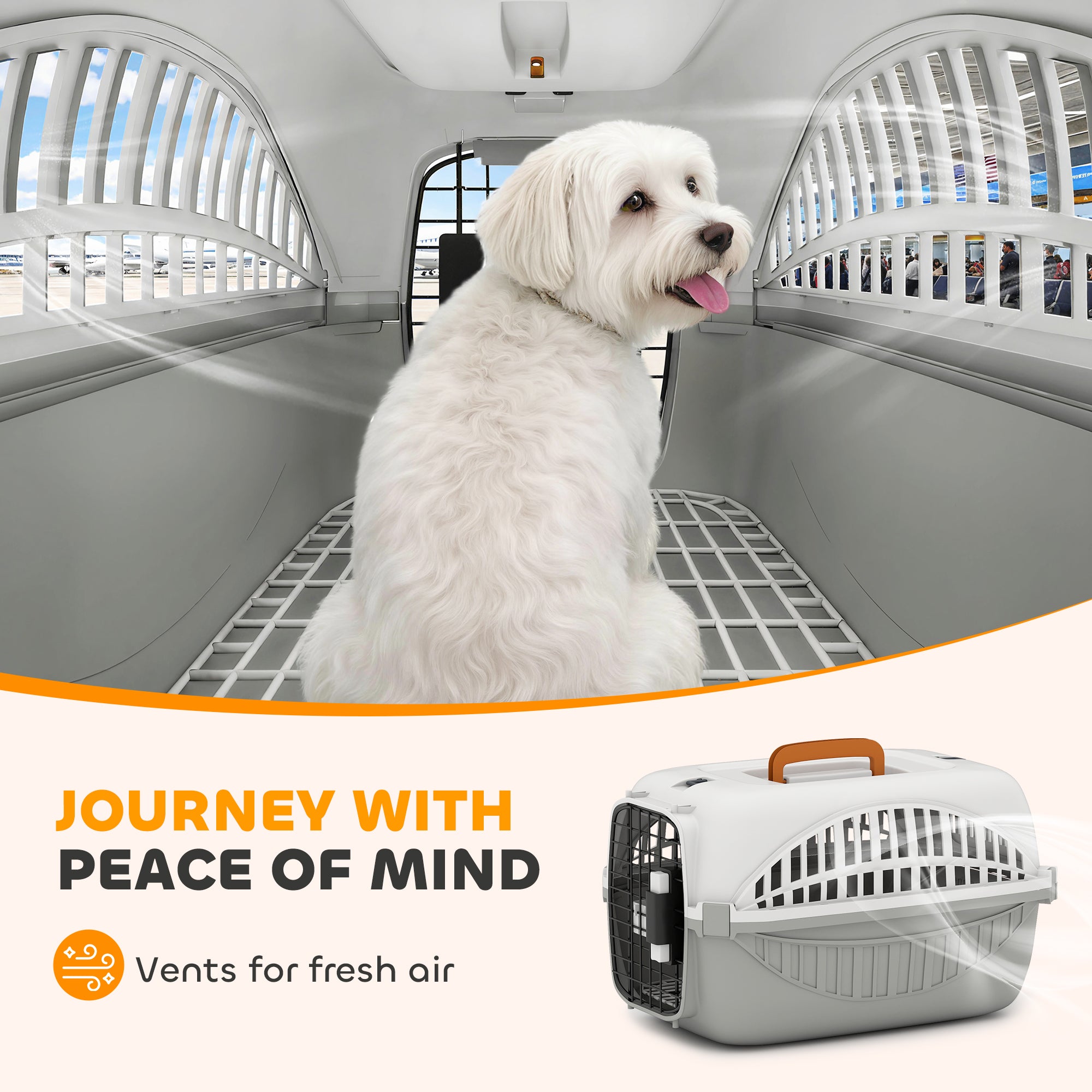 Airline Approved Pet Carrier for Mini Dogs and Cats with Steel Wire Door, Water - view 5